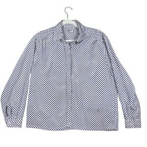 Koret Blouse Womens 14 Vintage Pink Navy Geometric Diamond Print Button Up Top